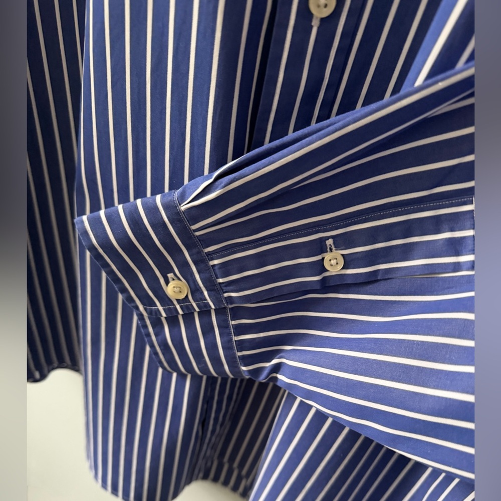 Polo Ralph Lauren Blue White Stripe Button Down Shirt XL Classic Fit Red Pony - Picture 7 of 16